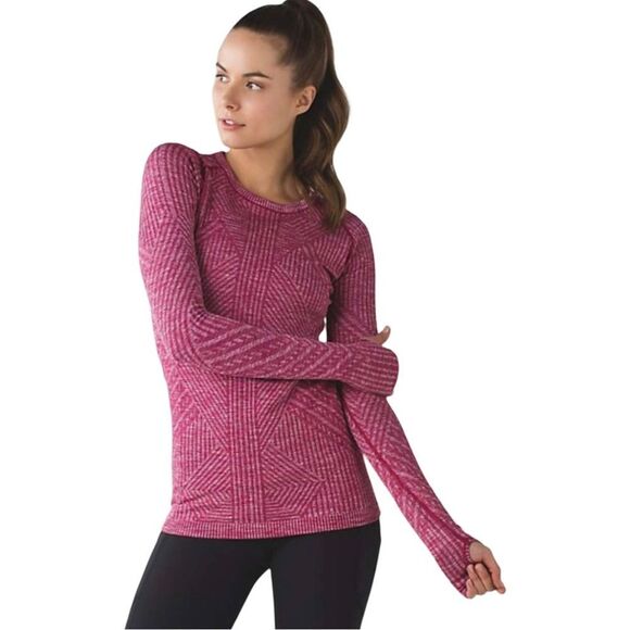 Lululemon Rest Less Heathered Berry Rumble Textured Slim Fit Long Sleeve Shirt - Picture 4 of 10